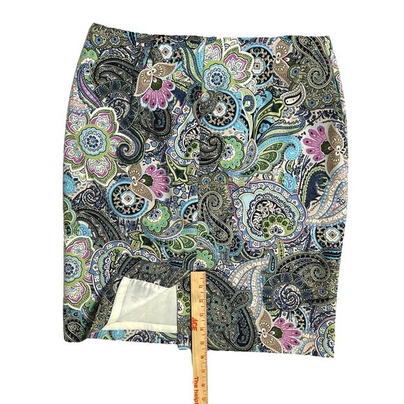 Talbots Petites Paisley Multicolor Straight Pencil Mini Skirt Size 10P Colorful - Picture 8 of 10